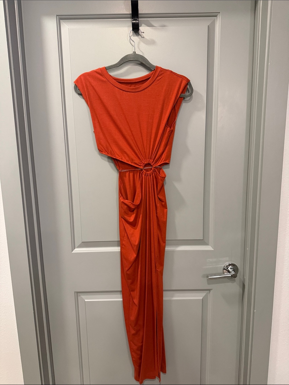 Orange Cutout Maxi Dress with Ring Detail